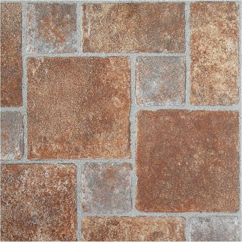 Achim Tivoli Self Adhesive Vinyl Floor Tiles, 45 Tiles - 12" x 12", Brick Pavers Peel & Stick, DIY Flooring for Kitchen, Dining Room, Bedrooms, Basements & Bathrooms by Home Decor - Image 1