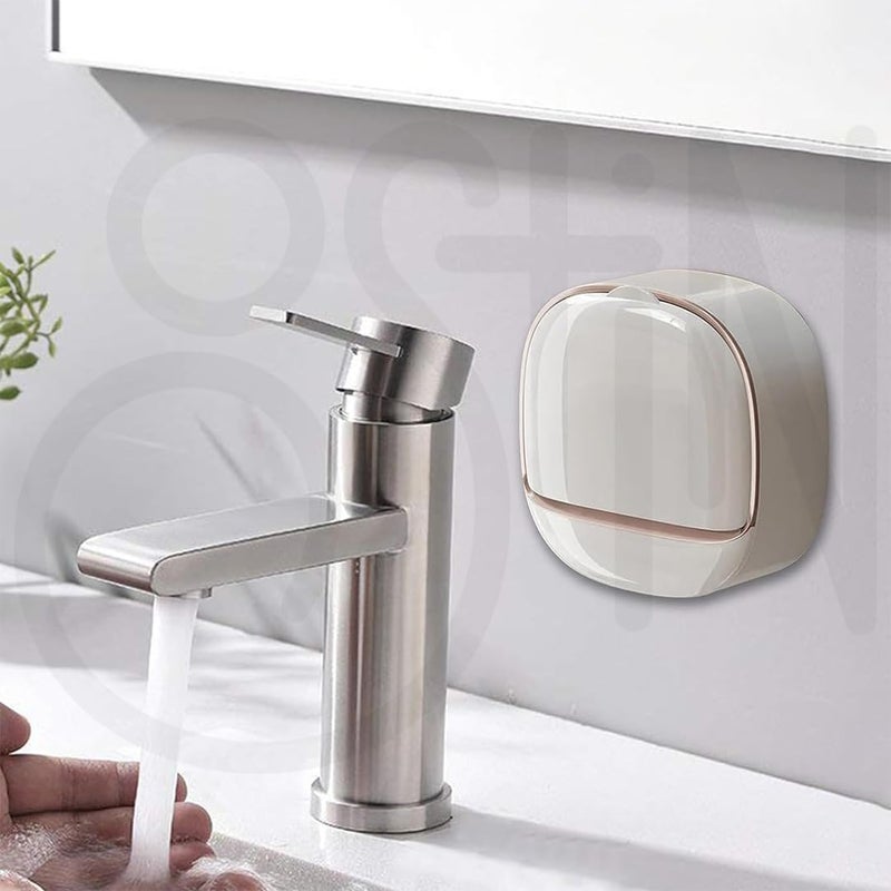 Ostin Waterproof Soap Dish Holder, Soap Holder with Drain Tray Keep Soap Bars Dry/Adhesive Soap Box Wall Suction Mounted for Bathroom (White) - Image 3