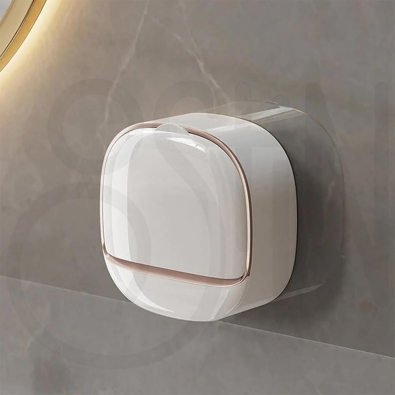 Ostin Waterproof Soap Dish Holder, Soap Holder with Drain Tray Keep Soap Bars Dry/Adhesive Soap Box Wall Suction Mounted for Bathroom (White) - Image 1