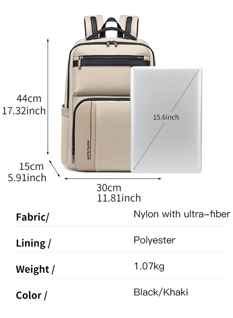 Arctic Hunter Beige travel backpack 20 l durable premium water resistant shoulder laptop daypack for office business travel college school, b00808 - khaki for Men | Best Price UAE
