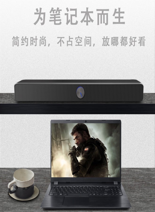 Saida V-193 computer audio desktop long bar speaker notebook home desktop mobile phone mini subwoofer Black short plastic version (38CM) - Image 5