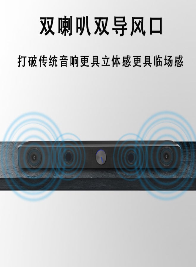 Saida V-193 computer audio desktop long bar speaker notebook home desktop mobile phone mini subwoofer Black short plastic version (38CM) - Image 3