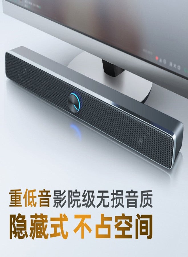 Saida V-193 computer audio desktop long bar speaker notebook home desktop mobile phone mini subwoofer Black short plastic version (38CM) - Image 2