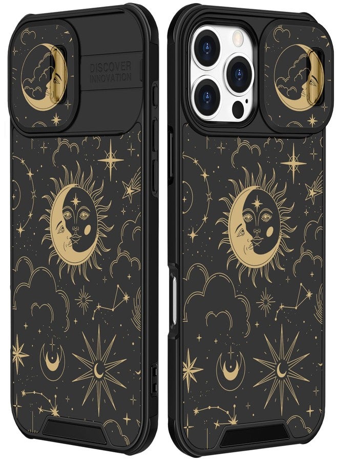 جراب Funermei لهاتف iPhone 16 Pro Max - غطاء هاتف أنيق وجميل بتصميم فريد من نوعه، مزين بالنجوم والشمس والقمر، مع غطاء للكاميرا وحلقة تثبيت، متوافق مع هاتف Apple 16 Pro Max - Image 1
