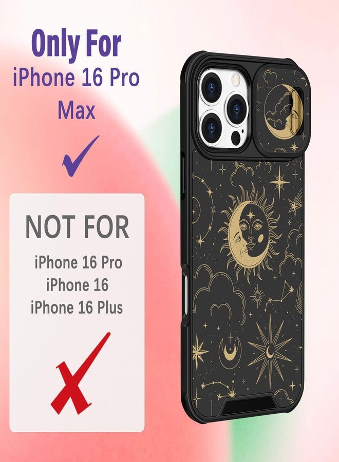 جراب Funermei لهاتف iPhone 16 Pro Max - غطاء هاتف أنيق وجميل بتصميم فريد من نوعه، مزين بالنجوم والشمس والقمر، مع غطاء للكاميرا وحلقة تثبيت، متوافق مع هاتف Apple 16 Pro Max - Image 2