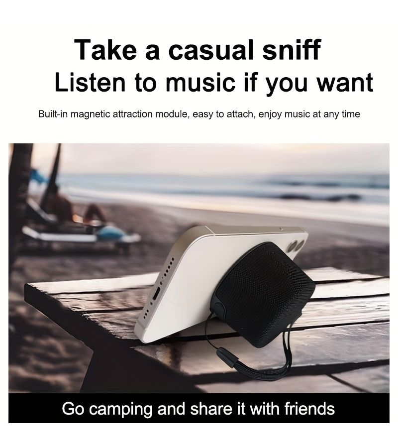 Magnetic Wireless Speaker 2 In 1 Mini Portable Speaker Grey Mobile Phone Holder Outdoor Home Travel - Image 1
