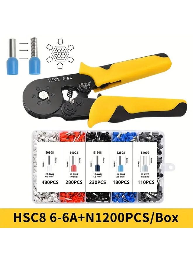 HSC8 6 6A N1200PCS Self Adjusting Ratchet Crimping Tool Set 0 25 10mm² AWG 23 10 - Image 1