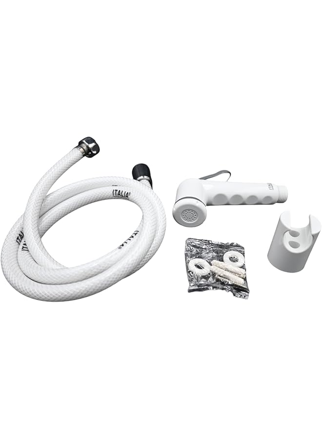 The Bros Premium White ABS Plastic Handheld Bidet Sprayer Set – 47” PVC Hose, Wall-Mounted Shattaf for Toilet, Personal Hygiene Washer, Leak-Proof and Easy Installation