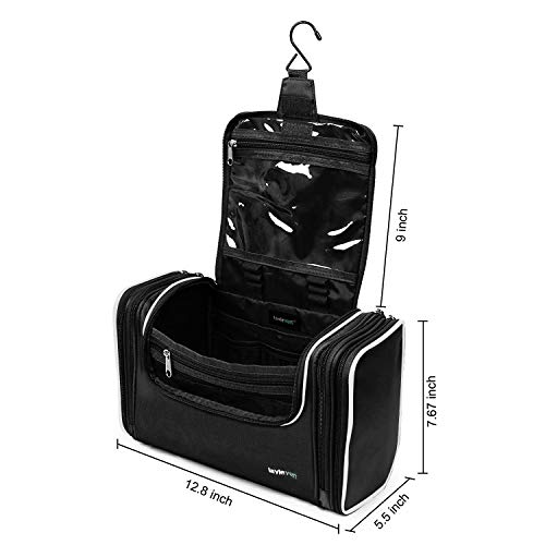LAVIEVERT Toiletry Bag/Makeup Organizer/Cosmetic Bag/Portable Travel Kit Organizer/Household Storage Pack/Bathroom Storage with Hanging for Business, Vacation, Household - Black - Image 5
