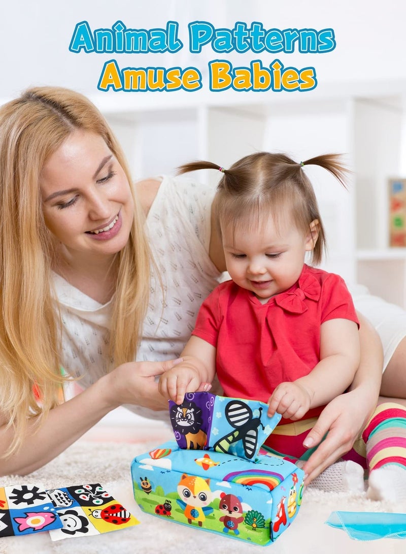 Soft Paper Box Toys for Babies 6-12 Months - Montessori Sensory Soothing Toys with Ringing Paper, Creative Hands-on Wildlife Theme for Boys and Girls. - Image 2