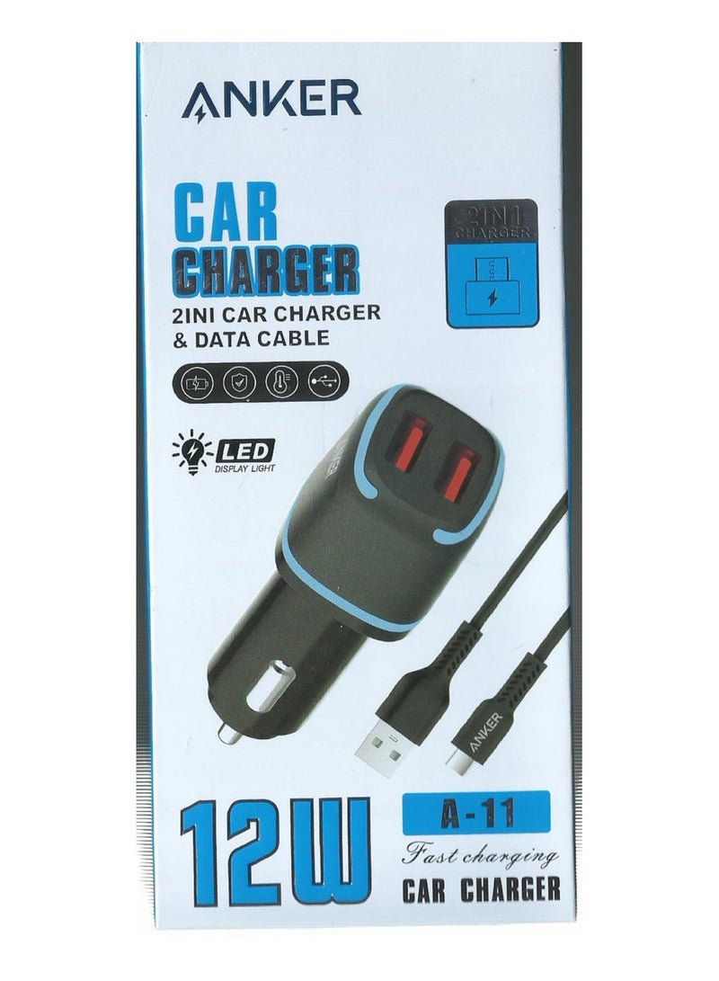 Anker car charger, 2 USB ports, 12 watts - Image 1