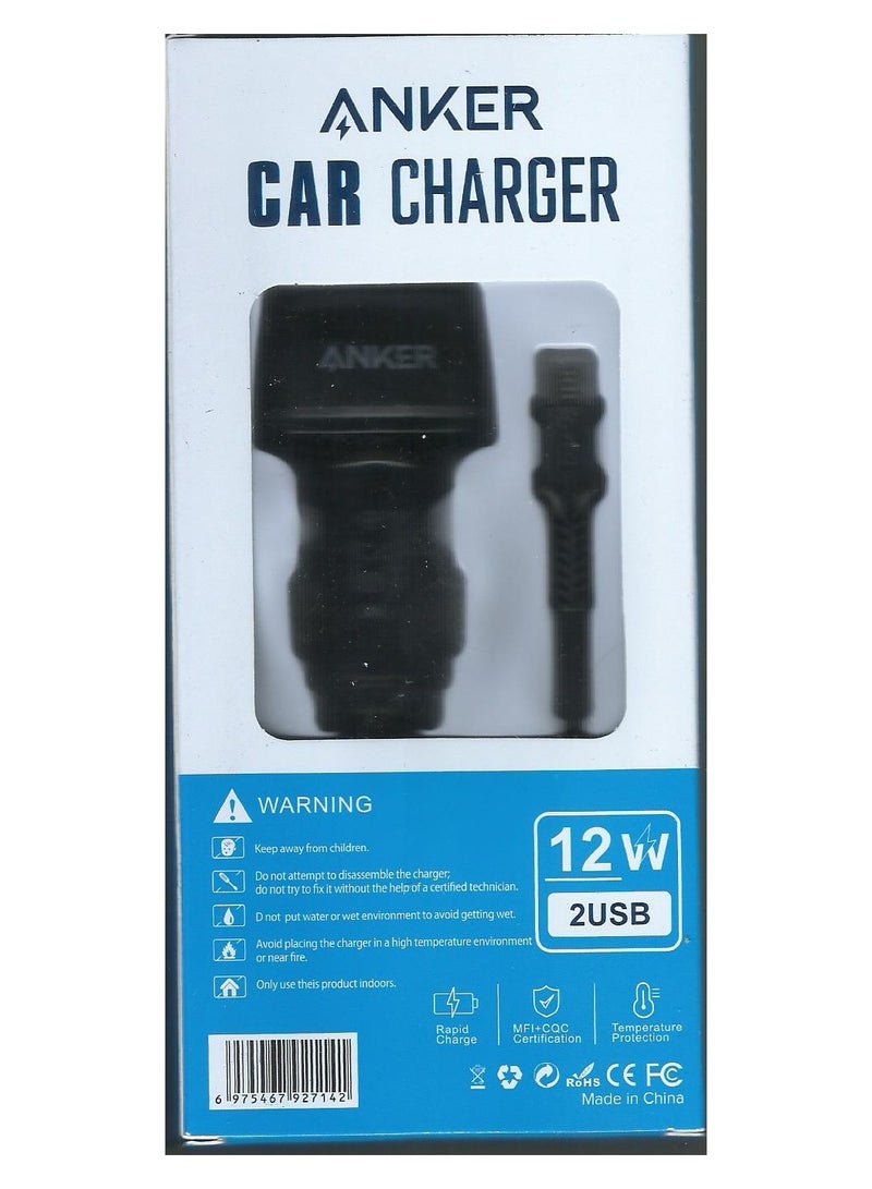 Anker car charger, 2 USB ports, 12 watts - Image 2