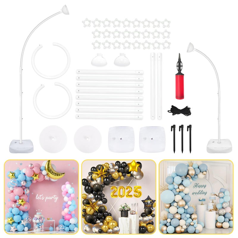 OurWarm 8.2FT & 6FT Balloon Arch Stand, Free Bending Top Balloon Arch Kit, Half Arch Balloon Stand with Base for Floor, Balloon Column Kit for Wedding Birthday Party Baby Shower Halloween Decorations - Image 1