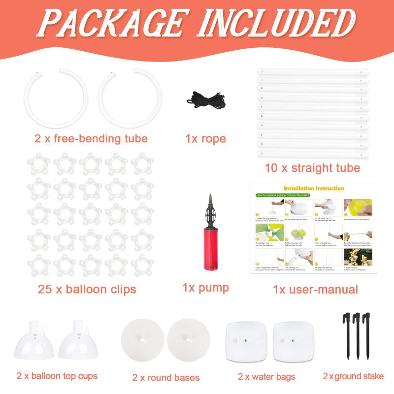 OurWarm 8.2FT & 6FT Balloon Arch Stand, Free Bending Top Balloon Arch Kit, Half Arch Balloon Stand with Base for Floor, Balloon Column Kit for Wedding Birthday Party Baby Shower Halloween Decorations - Image 3