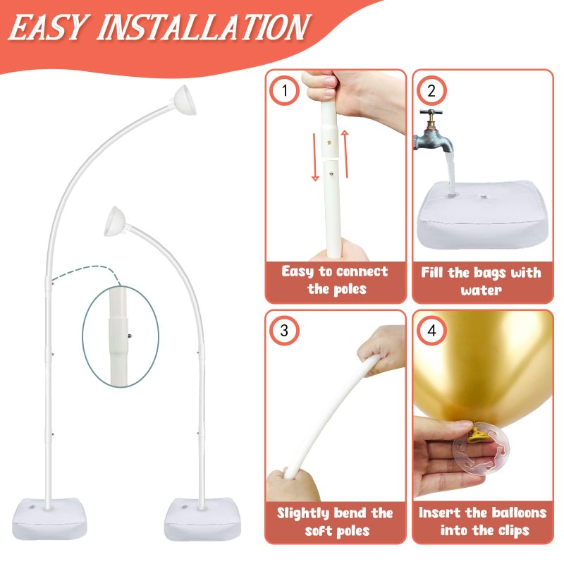OurWarm 8.2FT & 6FT Balloon Arch Stand, Free Bending Top Balloon Arch Kit, Half Arch Balloon Stand with Base for Floor, Balloon Column Kit for Wedding Birthday Party Baby Shower Halloween Decorations - Image 4