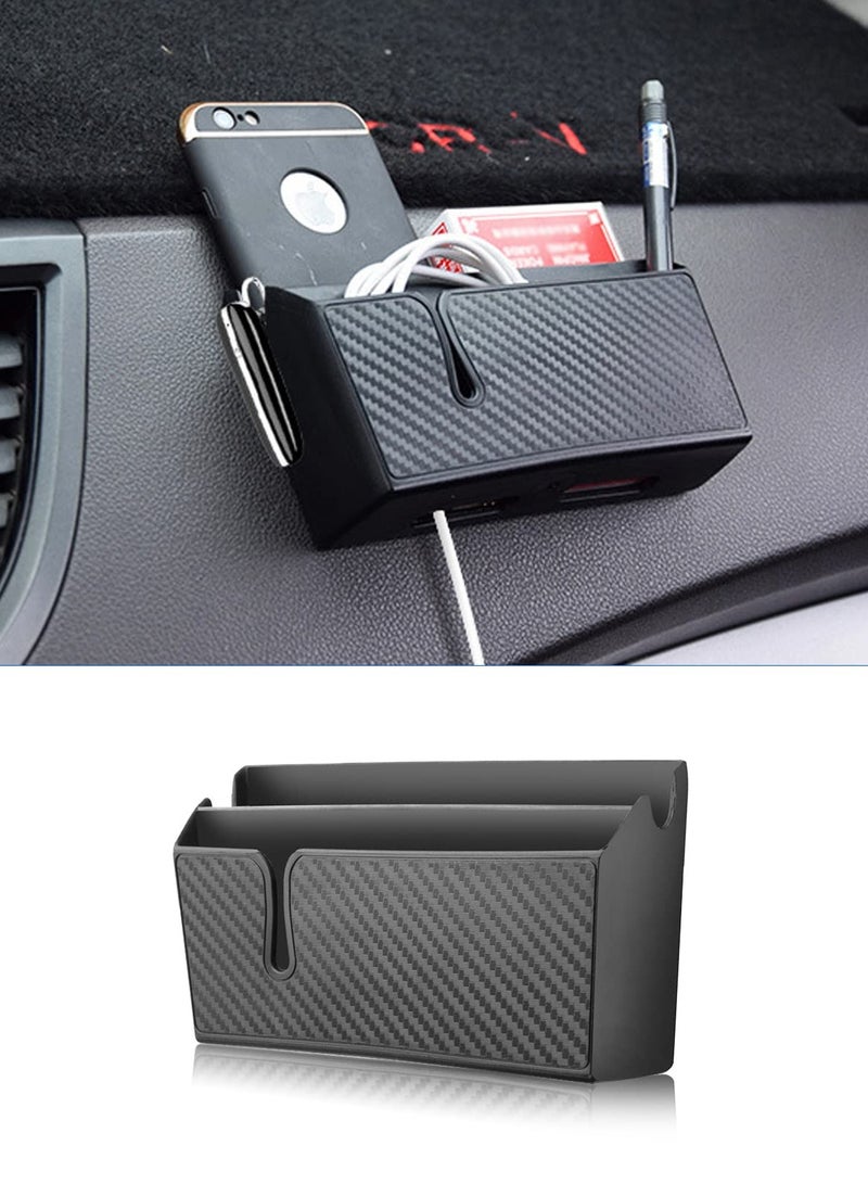 SOLARAE Car Seat Gap Storage Box, Multifunctional Center Console Organizer with Mobile Phone Holder and Glasses Storage (Black) - Image 1