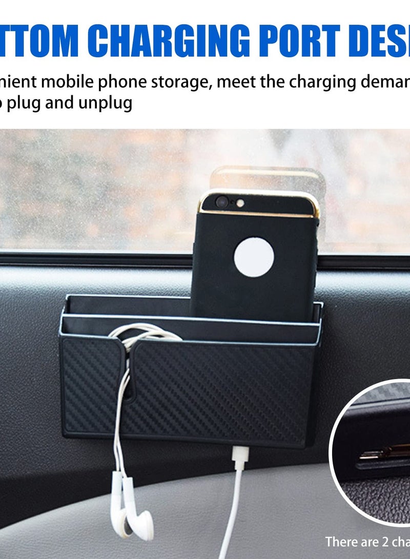 SOLARAE Car Seat Gap Storage Box, Multifunctional Center Console Organizer with Mobile Phone Holder and Glasses Storage (Black) - Image 4