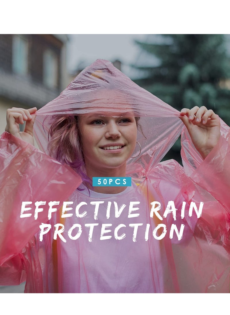 SYOSI - Rain Ponchos for Adults Disposable 36 PCS, 3colors Plastic Raincoats for Men Women, Family Rain Ponchos with Drawstring Hood | Disposable Emergency Ponchos | Perfect for Camping, Hiking  Travel - Image 1