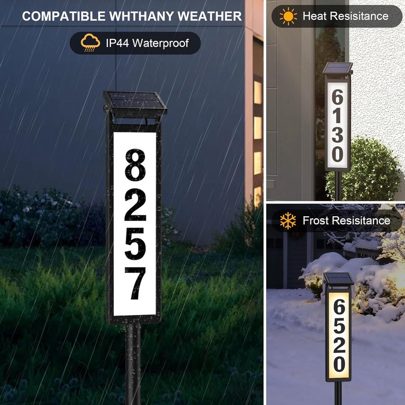 Eyrosa - Solar LED Illuminated Address Sign, Outdoor House Numbers, Patio, Home, Number Plate, Waterproof, Black - Image 4