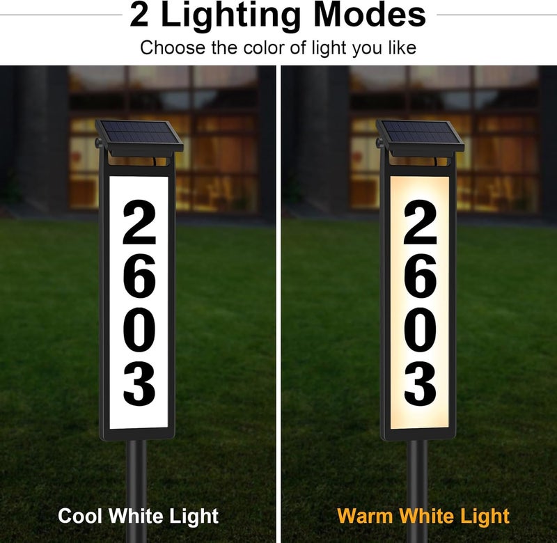 Eyrosa - Solar LED Illuminated Address Sign, Outdoor House Numbers, Patio, Home, Number Plate, Waterproof, Black - Image 3