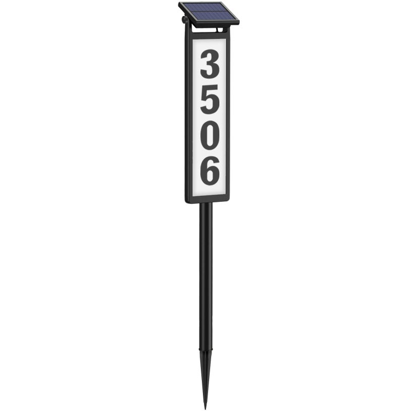 Eyrosa - Solar LED Illuminated Address Sign, Outdoor House Numbers, Patio, Home, Number Plate, Waterproof, Black - Image 1