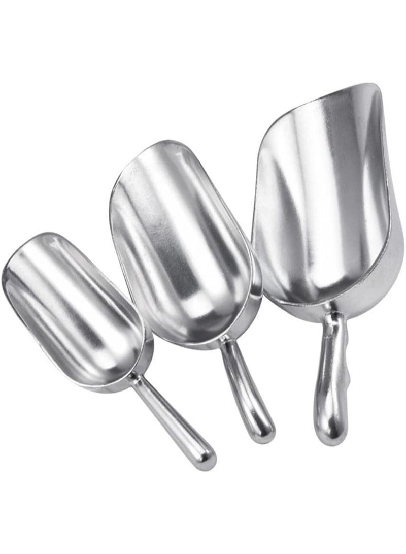 SYOSI Cast Aluminum Utility Scoop, Round Bottom Utility Scoops for Ice, Flour  Bulk Ingredients, Kitchen Scoops for Restaurants, Bakeries  Home Use, Include Three Size (Silver, 3-Piece) - Image 1