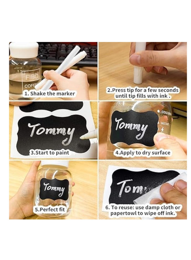 Reusable Waterproof Spice Jar Labels for Chalkboard, Kitchen, Underwear, Mason Jars, Glass Cup - Black - Image 5