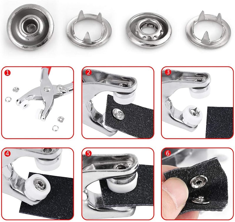 VELATEMOR Metal Prong Snap Fasteners, Press Studs with Pliers, Snap Buttons for DIY Clothing Shop, Convenient Carry Store - Image 3