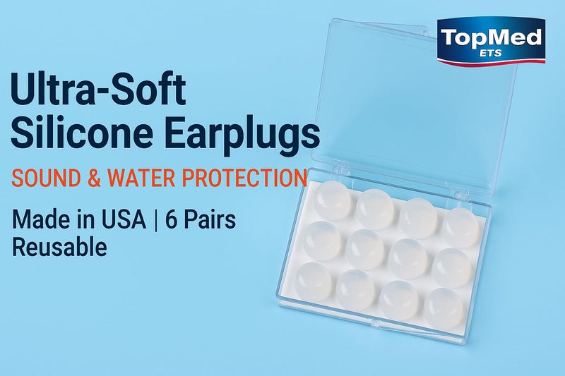 TOPMED ETS Top Med Soft Silicone Earplugs Value Pack, 6 Pairs Moldable Silicone Putty Ear Plugs for Sleeping, Snoring, Swimming, Travel - Image 5