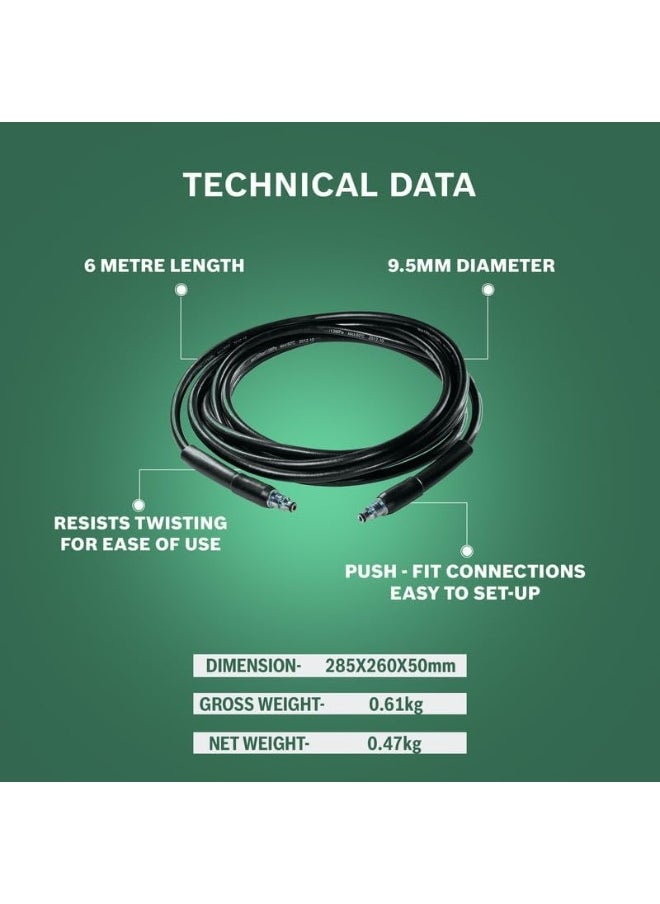 BOSCH F016800360 6m High Pressure Hose for Aquatak Pressure Washers - Black  - Image 5