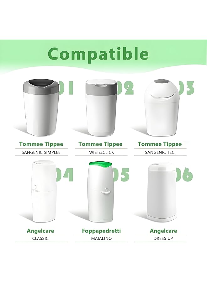8Pcs Eco Friendly Nappy Bin Refull Bags Diaper Refill Liners Diaper Pail Liner Disposal Refills - Image 5