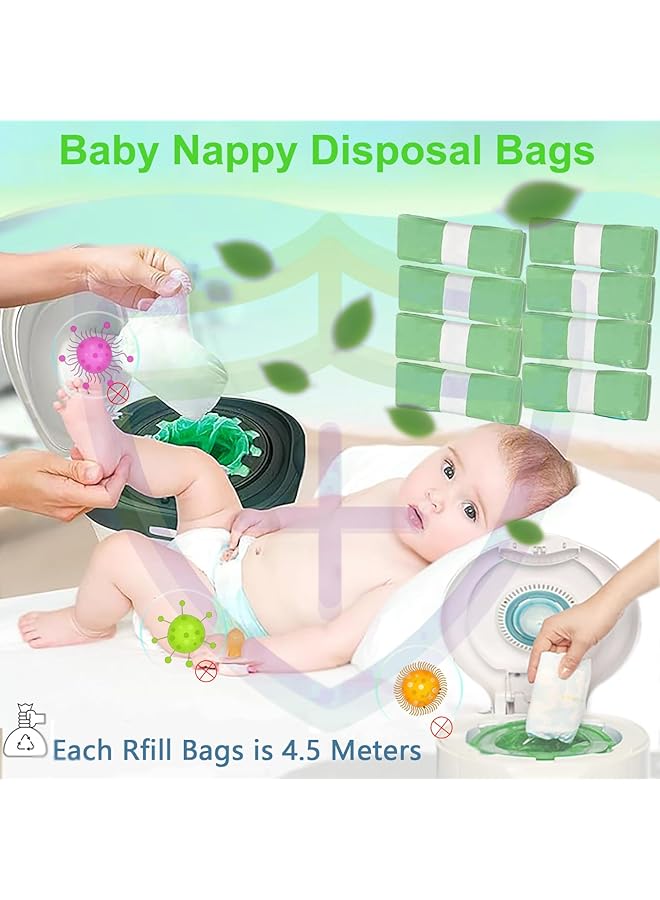 8Pcs Eco Friendly Nappy Bin Refull Bags Diaper Refill Liners Diaper Pail Liner Disposal Refills - Image 2