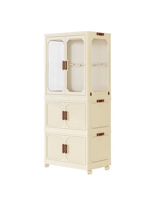 3-Layer Storage Cabinet, Foldable Cosmetic Bag Drawer Shelves, Keep Items Clean And Tidy