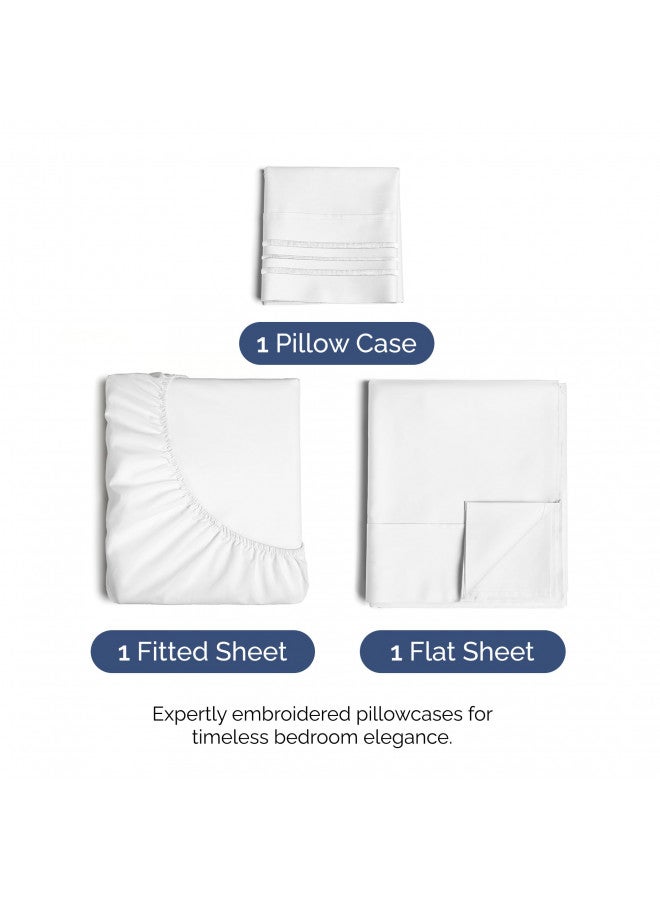 CGK Unlimited Twin Size Sheet Set - Breathable & Cooling Sheets - Hotel Luxury Bed Sheets - Extra Soft - Deep Pockets - Easy Fit - 3 Piece Set - Wrinkle Free - Comfy - White Bed Sheets - Twins Sheets - 3 PC  - Image 3