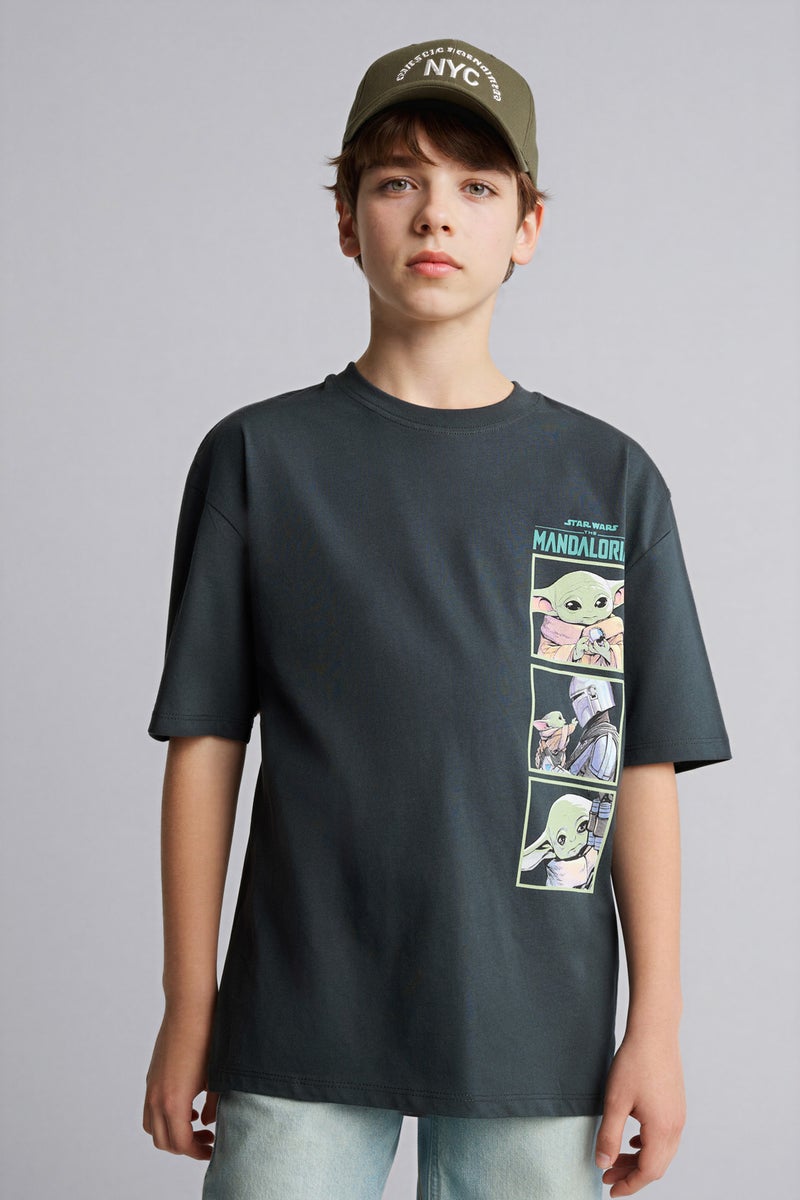 DeFacto Grey Boy Boy Oversize Fit Star Wars Licensed Short Sleeve T-Shirt Casual - Image 1