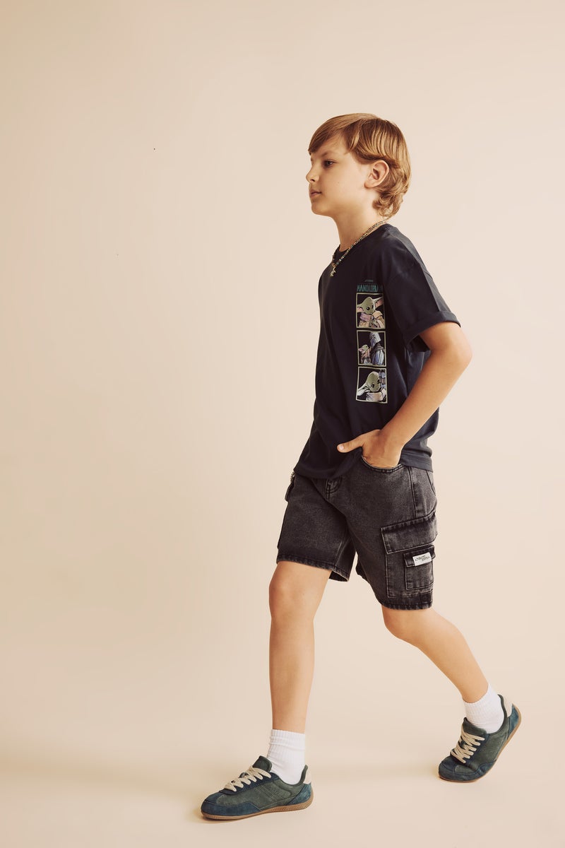 DeFacto Grey Boy Boy Oversize Fit Star Wars Licensed Short Sleeve T-Shirt Casual - Image 2