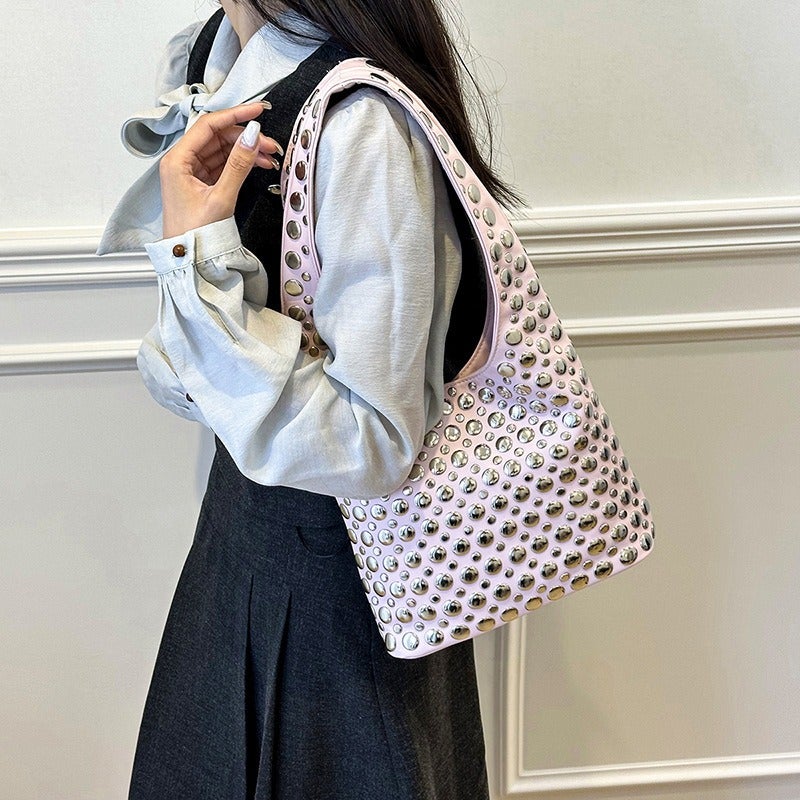 Trendy Bags 2025 New Crossbody Korean Style Fashion Studded Versatile Women's Handbag Shoulder Underarm Bag - Image 4
