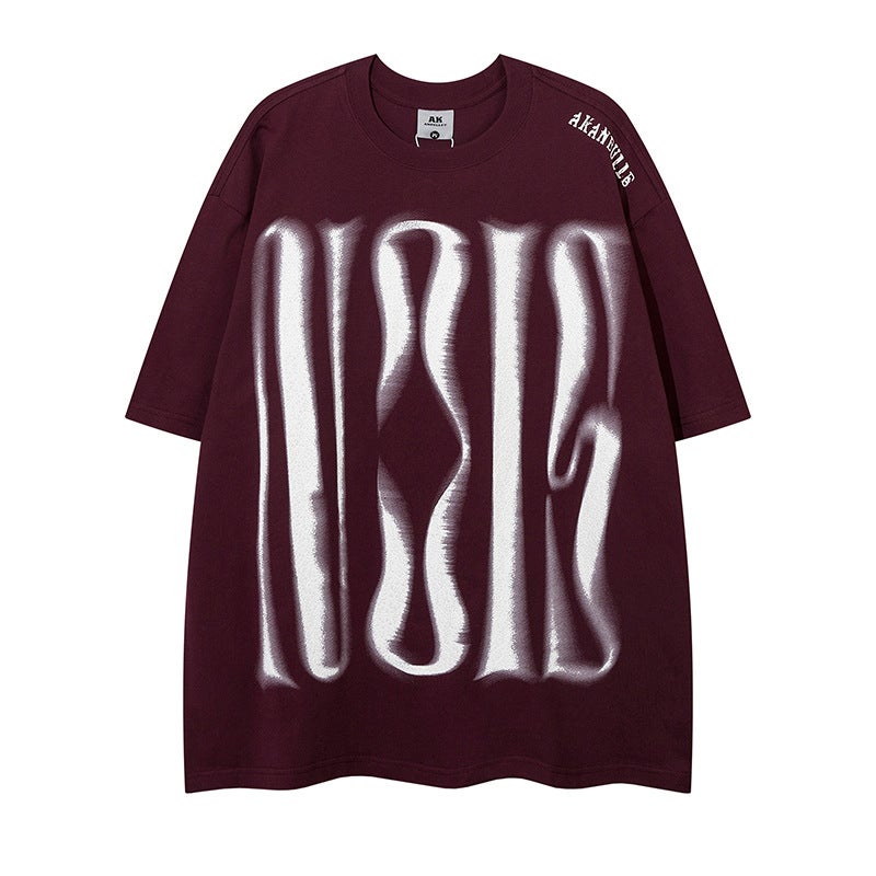 oversize Short-sleeved T-shirt Men's Summer Heavy Shoulder-drop T-shirt High Street American Fashion Brand Couple's Half-sleeve in stock - Image 1