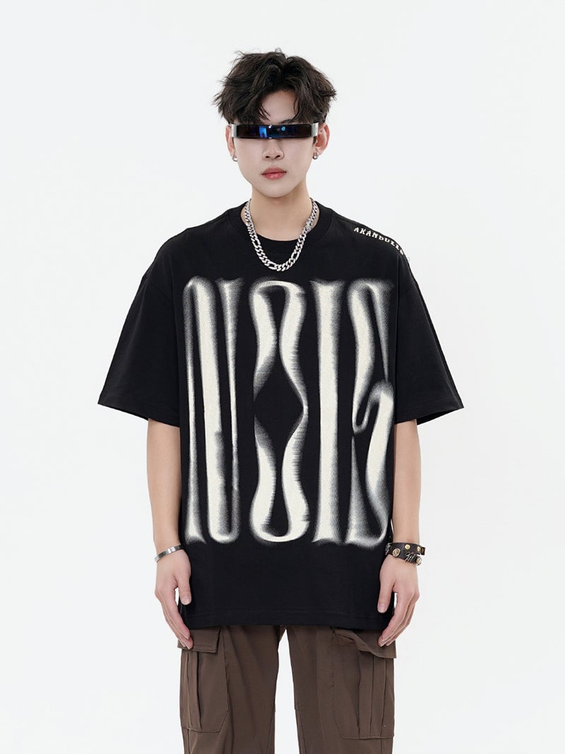 oversize Short-sleeved T-shirt Men's Summer Heavy Shoulder-drop T-shirt High Street American Fashion Brand Couple's Half-sleeve in stock - Image 4