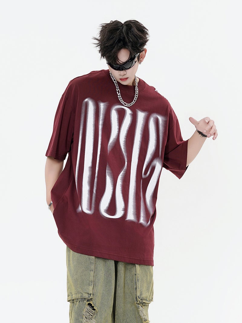oversize Short-sleeved T-shirt Men's Summer Heavy Shoulder-drop T-shirt High Street American Fashion Brand Couple's Half-sleeve in stock - Image 2