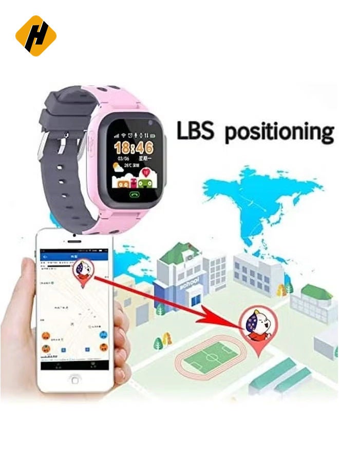 HuHa Kids Smart Watch with SIM Card Support – Voice Call, GPS Positioning, Waterproof Touch Screen, One-Button Speed Dial & Security Features (Pink) - Image 2
