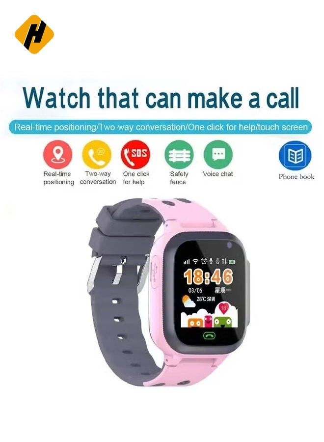 HuHa Kids Smart Watch with SIM Card Support – Voice Call, GPS Positioning, Waterproof Touch Screen, One-Button Speed Dial & Security Features (Pink) - Image 4
