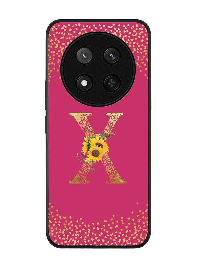 Stylizedd For Honor X9c / Honor Magic7 Lite 5G Case,Slim fit Camera Protection, Shockproof Thin Phone cover  - Custom Floral Monogram - X ( Deep Pink ) - Image 1