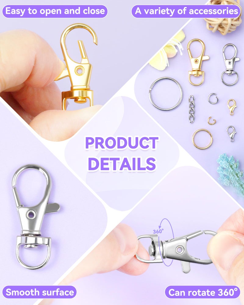 FIVEIZERO 990PCS FIVEIZERO Keychain Making Kit - Keychain kit with Key Ring, Key Chain Clip, Lobster Claw Clasps, Swivel Snap Hook, Jumprings & Extender Chain for Crafts, DIY Projects and Jewelry Making - Image 3