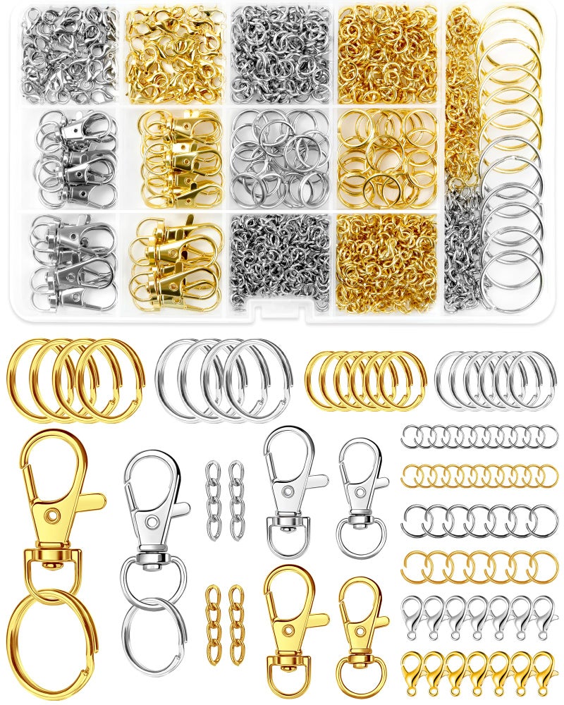 FIVEIZERO 990PCS FIVEIZERO Keychain Making Kit - Keychain kit with Key Ring, Key Chain Clip, Lobster Claw Clasps, Swivel Snap Hook, Jumprings & Extender Chain for Crafts, DIY Projects and Jewelry Making - Image 1