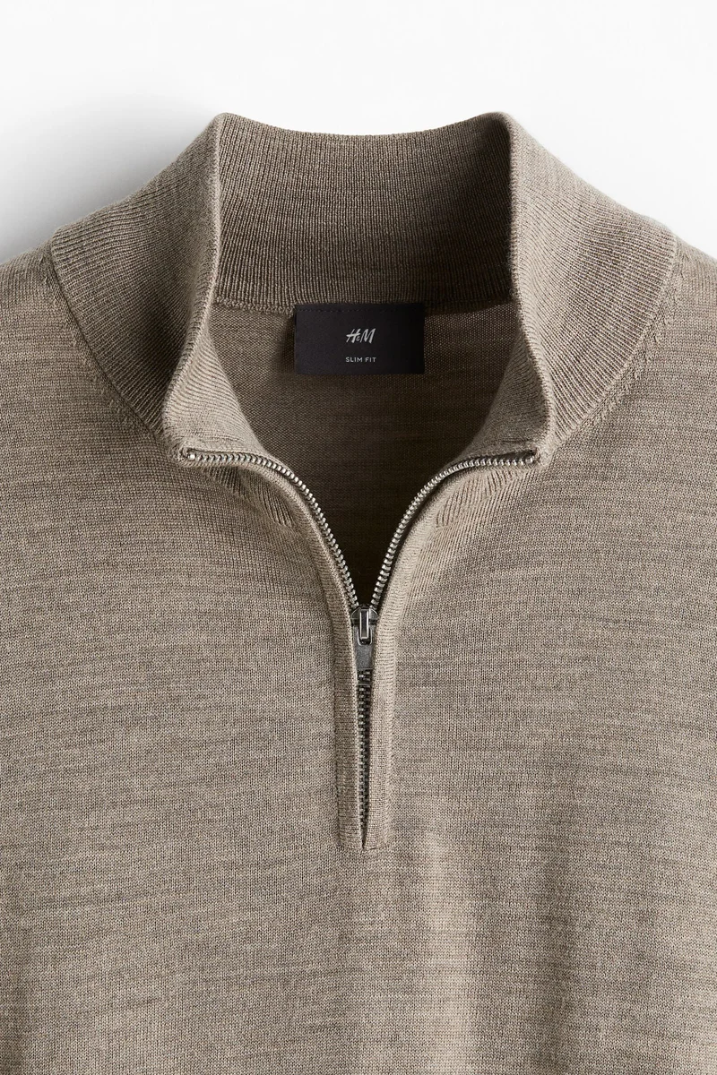 H&M Slim Fit Zip-top merino wool jumper
