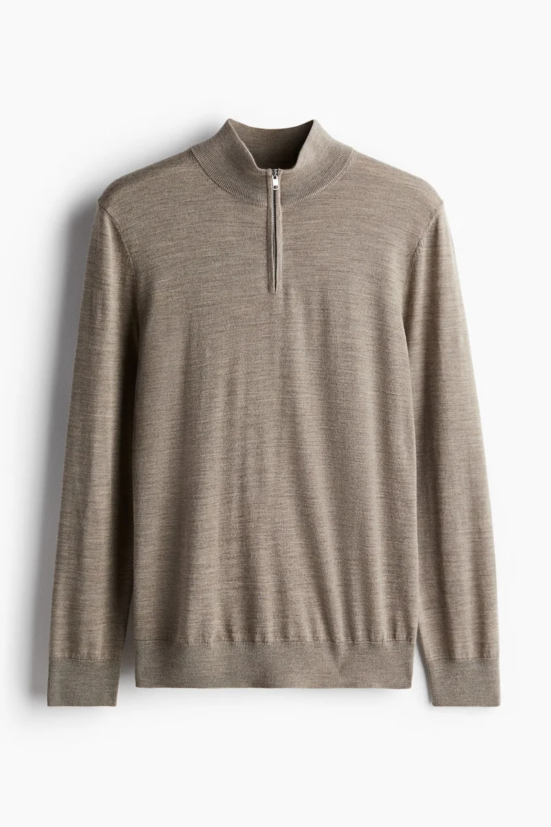 H&M Slim Fit Zip-top merino wool jumper
