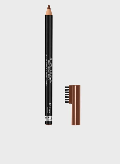 RIMMEL LONDON Brow This Way Professional Eyebrow Pencil - 001 - Dark Brown, 1.4G