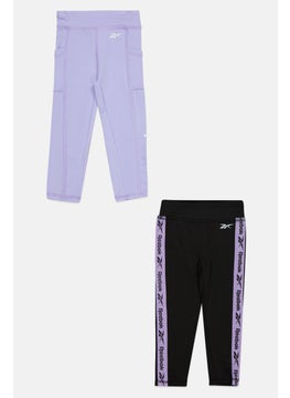 Reebok Toddlers Girl 2 Pack Brand Logo Pull On Leggings, Lavender  - Image 1