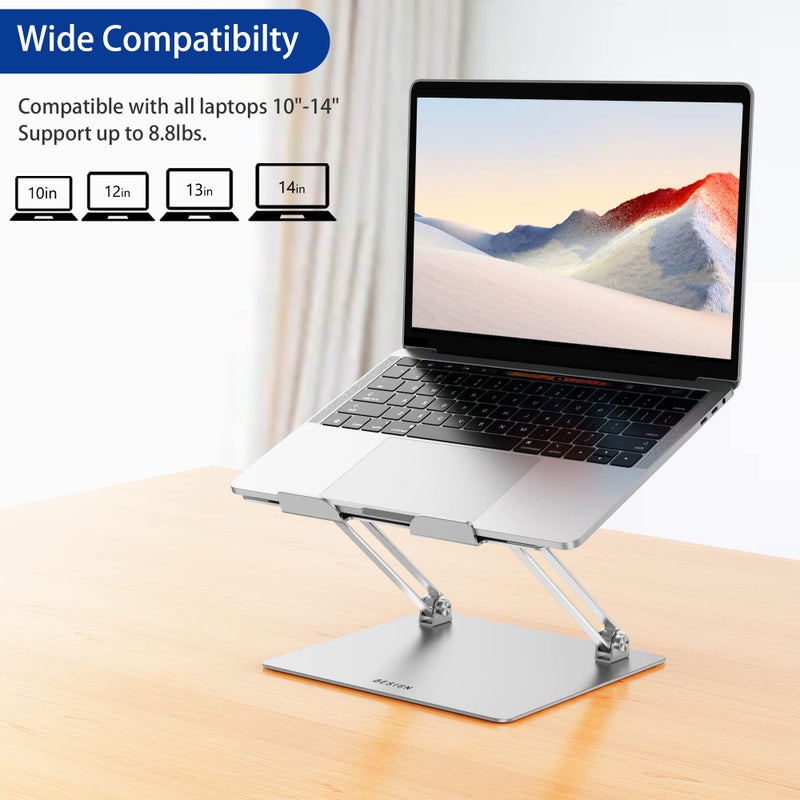 BESIGN LS10 Aluminum Laptop/Computer Stand, Ergonomic Adjustable Notebook Stand, Riser Holder, Compatible with Air, Pro, Dell, HP, Lenovo More 10-14" Laptops, Silver - Image 4